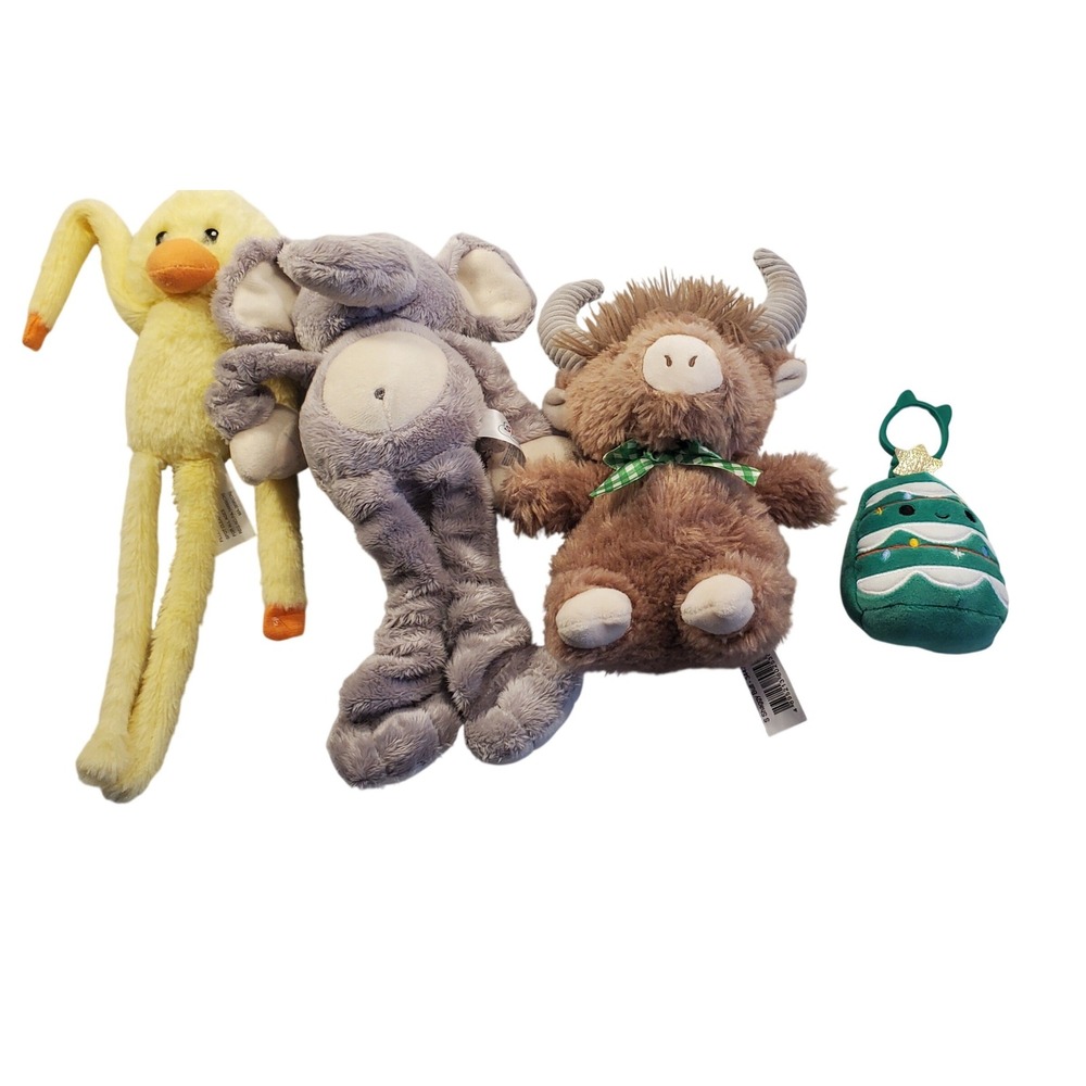 Set of 4 Plush Stuffed Animals Unicorn Yak‎ Chick Elephant Cute Kids Toys